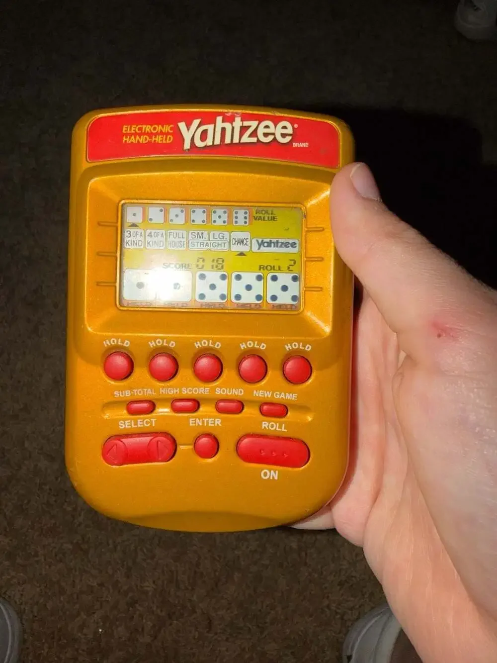 Vintage 2002 Yahtzee Handheld Game - Hasbro Tested Working! Clean!